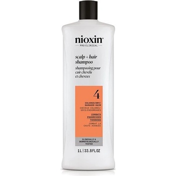 Nioxin System 4 Scalp + Hair Shampoo jemný šampon pro barvené a poškozené vlasy 1000 ml