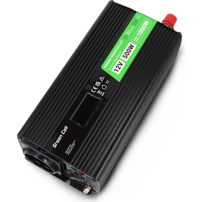 Green Cell PowerInverter LCD 12 V 500W/1000W čistá sinusoida