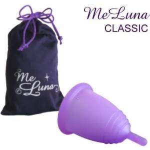 Me Luna Менструална чашка Me Luna размер M плюс 10 таблетки за стерилизация Класик (Classic) Пръчица Лилав