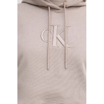 Calvin Klein Суичър Calvin Klein Jeans в бежово с качулка с апликация J20J224718 (J20J224718)