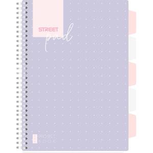 STREET Тетрадка Street Pad, А4, спир, PP, 100л, ШР, лилава (30655-А-DOTS)