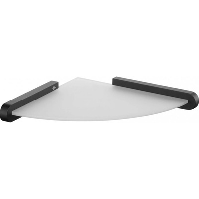 FUTURA BLACK – Kúpeľňová sklenená polica rohová – černá – BISK 02956