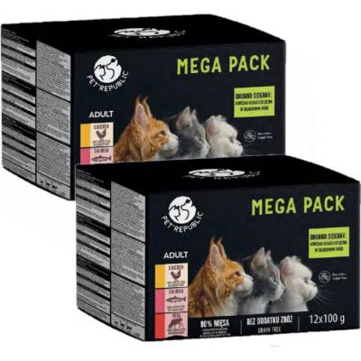 PetRepublic v jemné omáčce MIX 3 příchutě 24 x 100 g