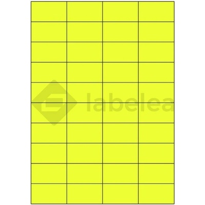 Labelea Samolepiace etikety 52,5x29,7 mm signálne farebné papierové, na hárku A4, pre laserovú tlač, Farba etikiet Signálna žltá, Počet hárkov v balení 100 EPY052029SY040S