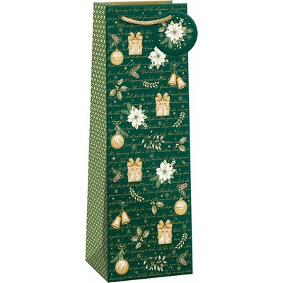 ARGUS Darčeková taška na víno (13 x 37.5 cm) - Zeleno-zlaté Vianoce 08390167