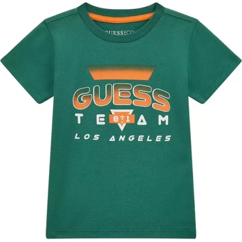 Image 1 of GUESS Зелена тениска с къс ръкав с контрастен надпис Guess
