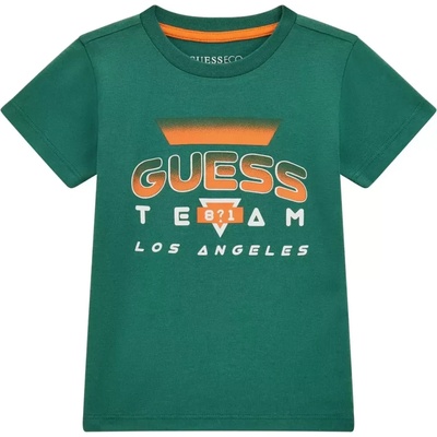 GUESS Зелена тениска с къс ръкав с контрастен надпис Guess