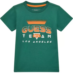 GUESS Зелена тениска с къс ръкав с контрастен надпис Guess