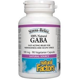 Natural Factors Stress-Relax GABA, 100 mg, 90 капсули, Natural Factors