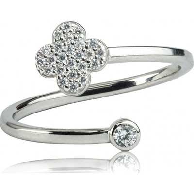 Luxur originální prsten Spiral bílé zlato se zirkony 1460596