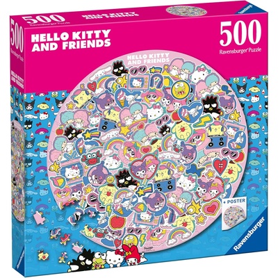 Ravensburger Кръгъл пъзел Ravensburger от 500 части - Хелоу Кити и приятели (12001391)
