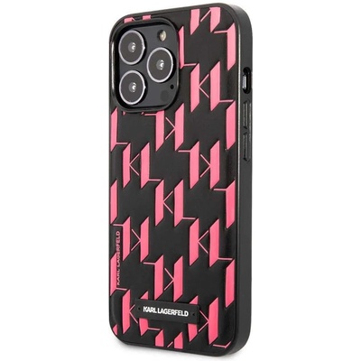 KARL LAGERFELD Monogram Plaque Case - дизайнерски кожен кейс за iPhone 13 Pro Max (черен)