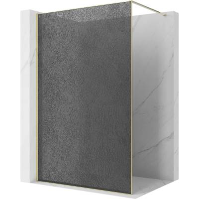Mexen Kioto стенна преграда за душ Walk-in 160 x 200 см, crackle графит 12 мм, златна (800-160-101-50-44-X)