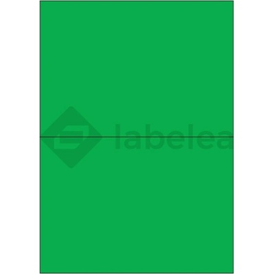 Labelea Samolepiace etikety 210x148 mm farebné papierové, na hárku A4, pre laserovú a atramentovú tlač, Farba etikiet Zelená, Počet hárkov v balení 100 EPY210148PG002S