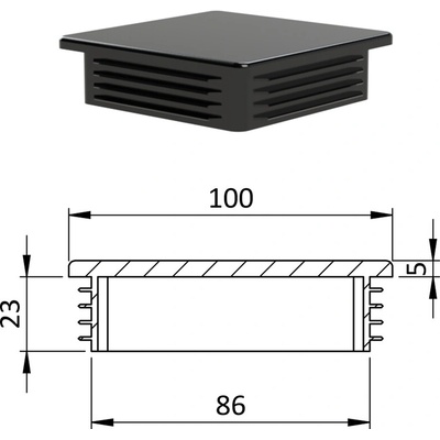 Kovoinox Krytka plastová 100 x 100 mm, černá – Sleviste.cz