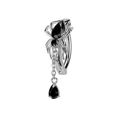 Šperky4U Piercing do pupíku pavouk, černé zirkony WP0111-K