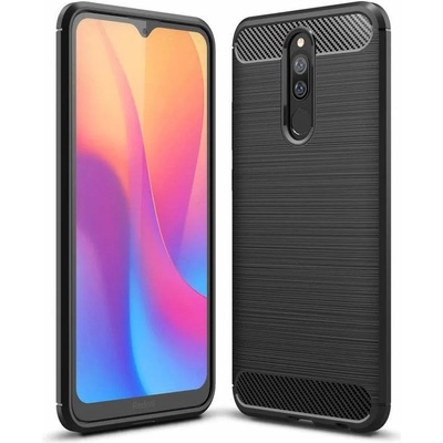 Forcell Противоударен Силиконов Калъф за Nokia 6.1 Plus, Forcell Carbon Case, Черен (5903396027543)