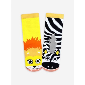 Veselé protiskluzové ponožky Zebra a lev
