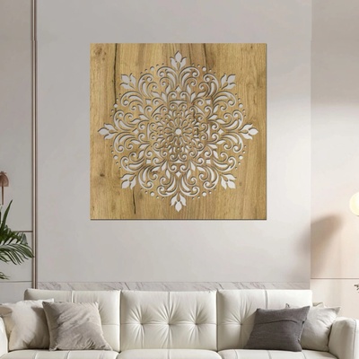 dřevo života Dřevěná mandala LÁSKYPLNÉHO DOMOVA Zvolte rozměr šxv (cm): 80x80, Zvolte barvu dekoru: Dub zlatý
