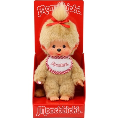 MONCHHICHI Mončiči dievča béžové s červeným podbradníkom 20 cm