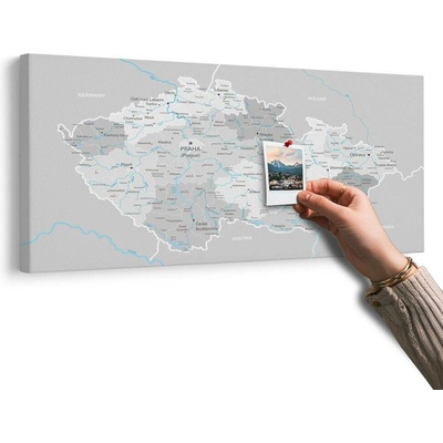 Obraz na korku šedá mapa Česka s kontrastem - 120x60 color mix