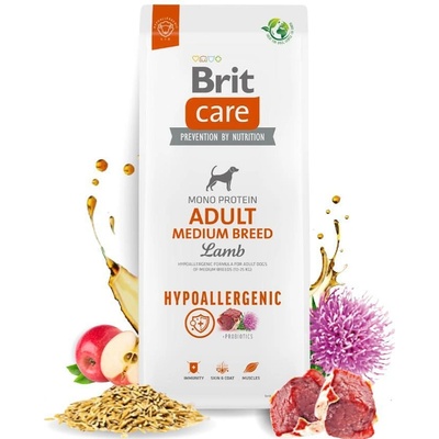 Brit Care Dog Hypoallergenic Mono Protein Adult Medium Breed-Супер премиум, хипоалергенна храна за кучета, монопротеинна, с агнешко месо и бял трън