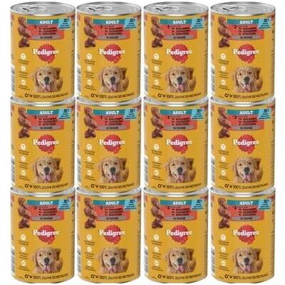 Pedigree Adult pre dospelých psov s 3 druhmi: hovädzím, jahňacím a kuracím 12 x 400 g