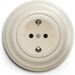 Reblig - Ретро домашна розетка с рамка SCHUKO 230V/16A бежова (RG0134G)