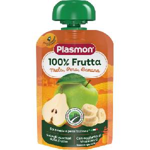 Plasmon Плодова закуска ябълка, круша и банан, 6+м, 100 g (2136358)