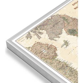 National Geographic Anglie a Wales - nástěnná mapa Executive 75 x 90 cm Varianta: magnetická mapa, Provedení: stříbrný rám