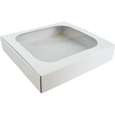 Darčeková krabička s priehľadným vekom 200x195x40 mm, bílá