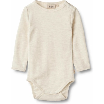 Detské merino body s dlhým rukávom cream eggshell melange Lucca Wheat