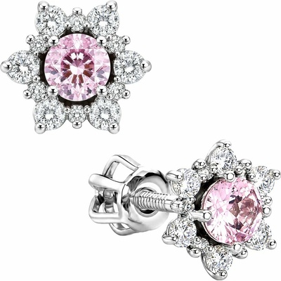 Zlaton Náušnice bílé zlato květina pecky 0.7cm 1.35g s diamanty 0.236ct N15012602111