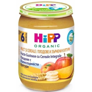 Hipp Био пълнозърнеста каша Hipp - Плодове и зърнени култури, 190 g (4800) - baby