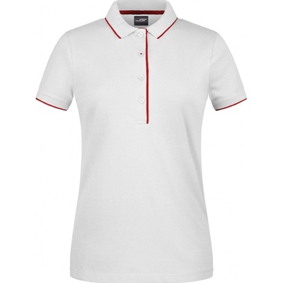 James & Nicholson Dámské piqué polo s kontrastní légou white-red