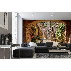 DIMEX ART Самозалепваща се флизелинова фототапета сводеста улица в тоскана 375 x 250 см