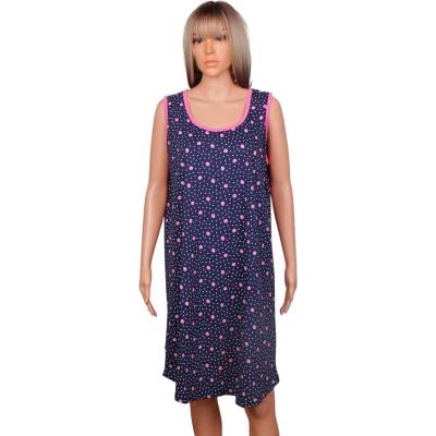 Тъмносиня макси нощница на розови точки