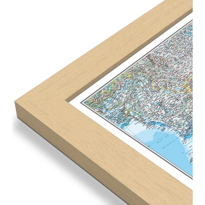 National Geographic Jihovýchodní Asie - nástěnná mapa 97 x 82 cm Varianta: mapa v dřevěném rámu, Provedení: Pegi přírodní