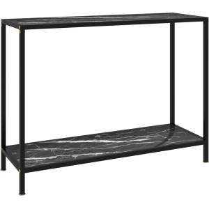 vidaXL Конзолна маса, черна, 100x35x75 cм, закалено стъкло (322838)