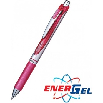 Image 1 of Pentel Автоматичен ролер Pentel Energel BL77, розов цвят на писане, дебелина на линията 0.7 mm, гел, сребрист, цената е за 1бр. (продава се в опаковка от 12бр. ) (OK26813)