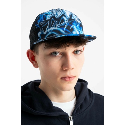 Reporter Young s celoplošným graffiti potiskem a síťkou modrá