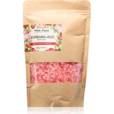 Folk&Flora sůl do koupele Raspberry & Rose 500 g