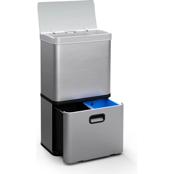 Klarstein Touchless, сензорен кош за отпадъци, 60 л, неръждаема стомана, плавно затваряне, захранване с батерии, LED дисплей, таймер (KG30-56l-ss) (KG30-56l-ss)