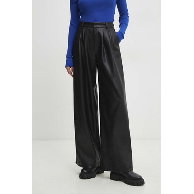 Answear Lab Панталон Answear Lab в черно с широка каройка, с висока талия (LC23150.HWK)
