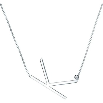 Image 1 of SAVICKI Колие с буква К: сребро. бял сапфир