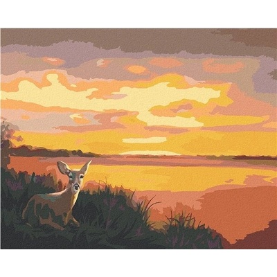 zuty Malování Podle Čísel Ležící Srna A Západ Slunce D. Rusty Rust 80 x 100 Cm Plátno Rám