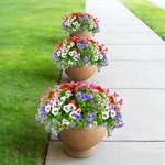  Изкуствен букет 5 клонки Теменужки с евкалипт 35 см