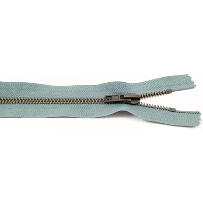 Jeansové zipsy starokovové č. 5 nedeliteľné - dĺžka 6 cm - 25 cm 18 cm tmavo šedá
