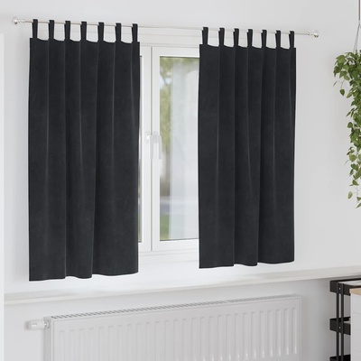 vidaXL Затъмняващи завеси 2 pcs Черно 140 x 175 cm Кадифе (4107174)