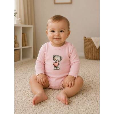 Detské body LOVELY TEDDY s dlhým rukávom Ružová